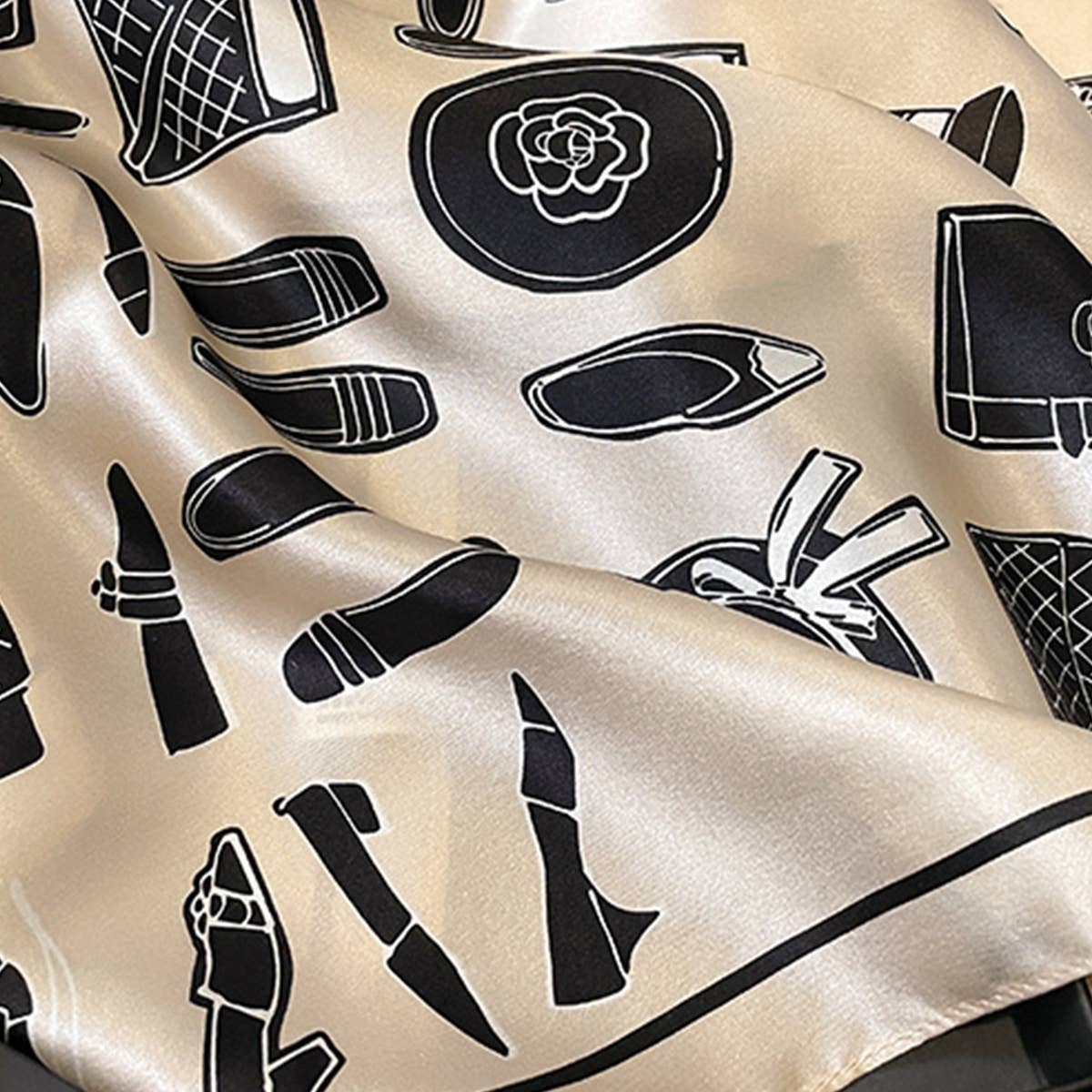 Summer Black & White Silk Scarf ??Accessory_CWASC0622