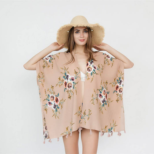 FLORAL PRINT FRONT OPEN KIMONO FOR SUMMER WOMENS