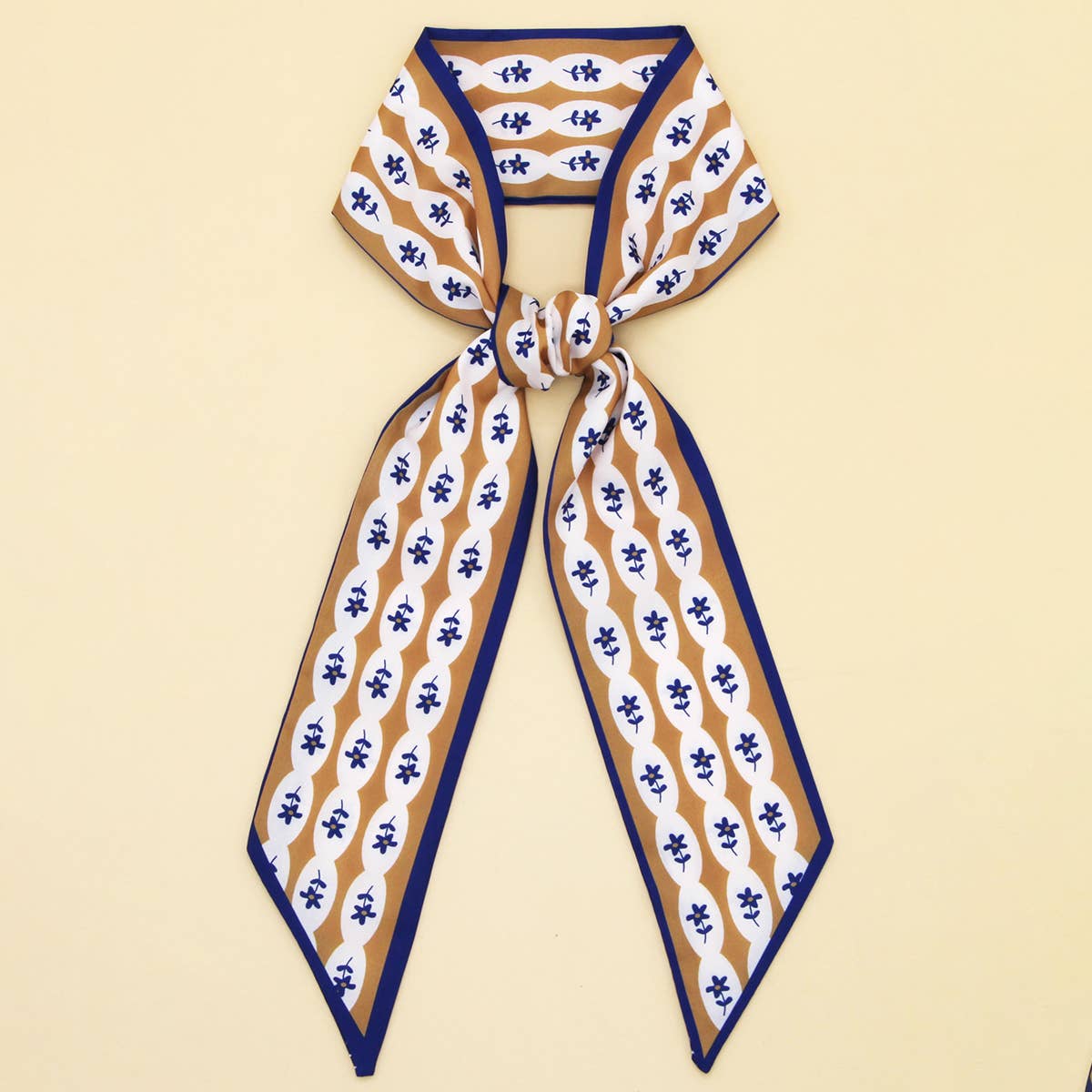 Chic Bowknot Letter Print Skinny Scarf Ribbon_CWASC0099