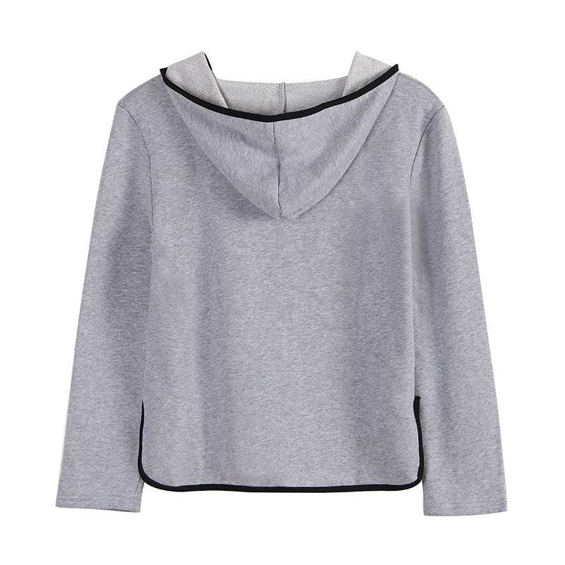 BASIC HOODED SHORT ZIPPER HOODIE