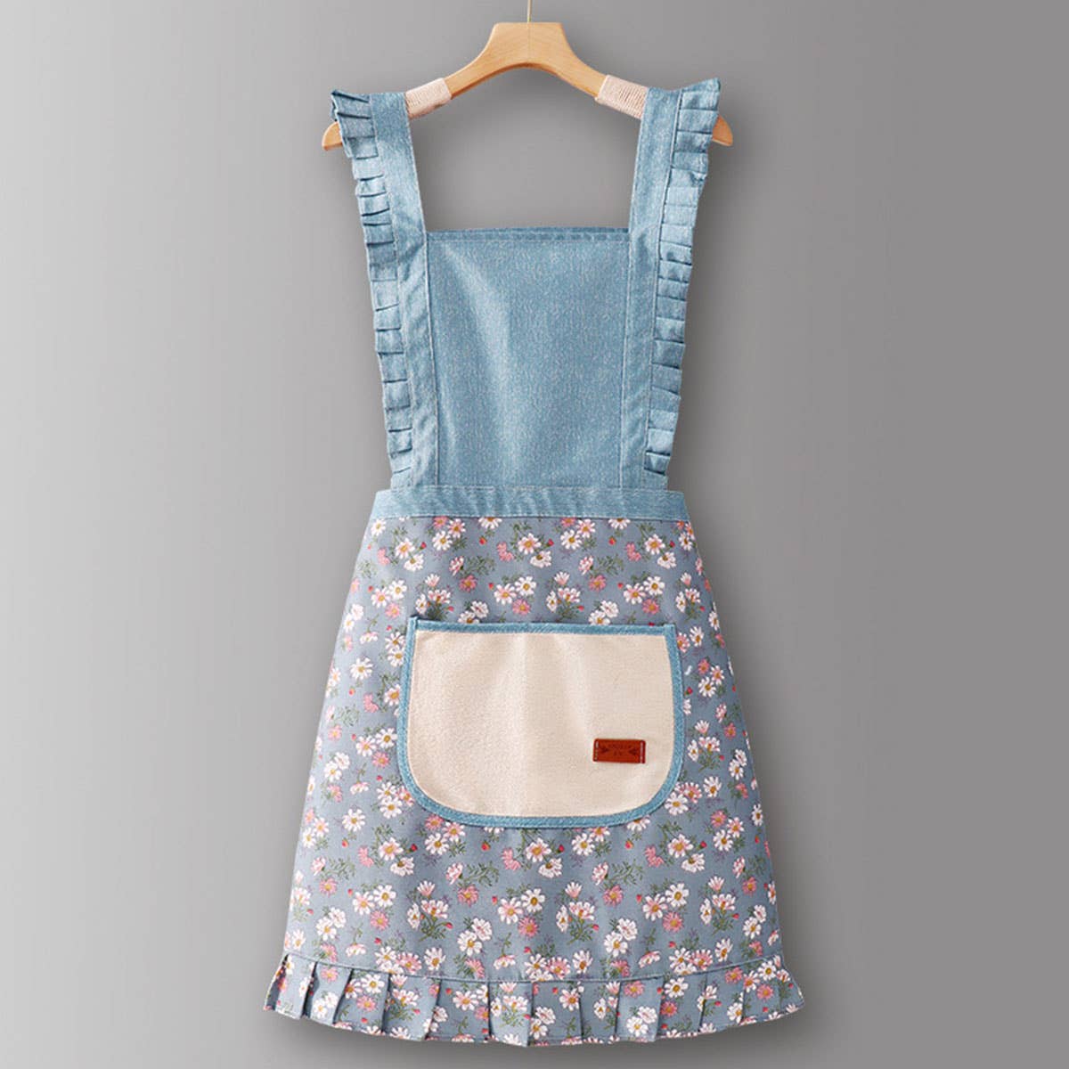 Cute Floral Canvas Apron for Women with Straps