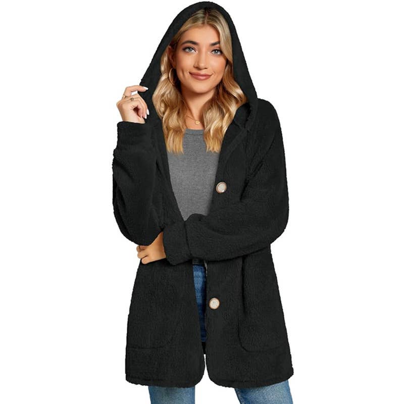 Fleece Button Pocket Cardigan Casual Coat