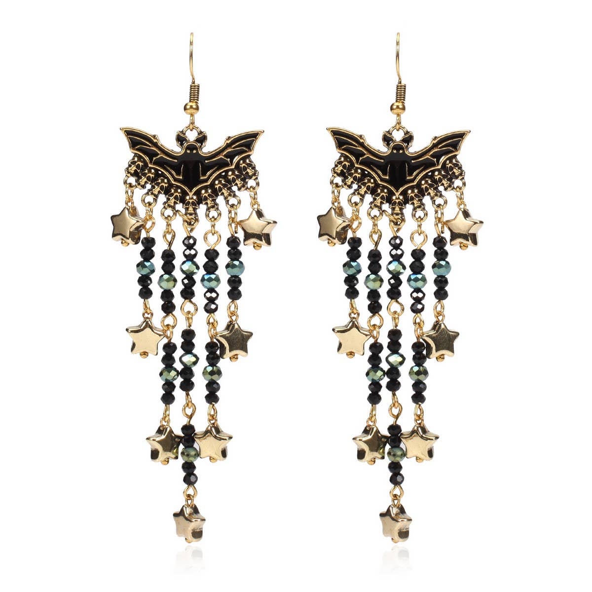 CWMM10460_HALLOWEEN PUMPKIN GHOST SKULL SPIDERWEB EARRINGS