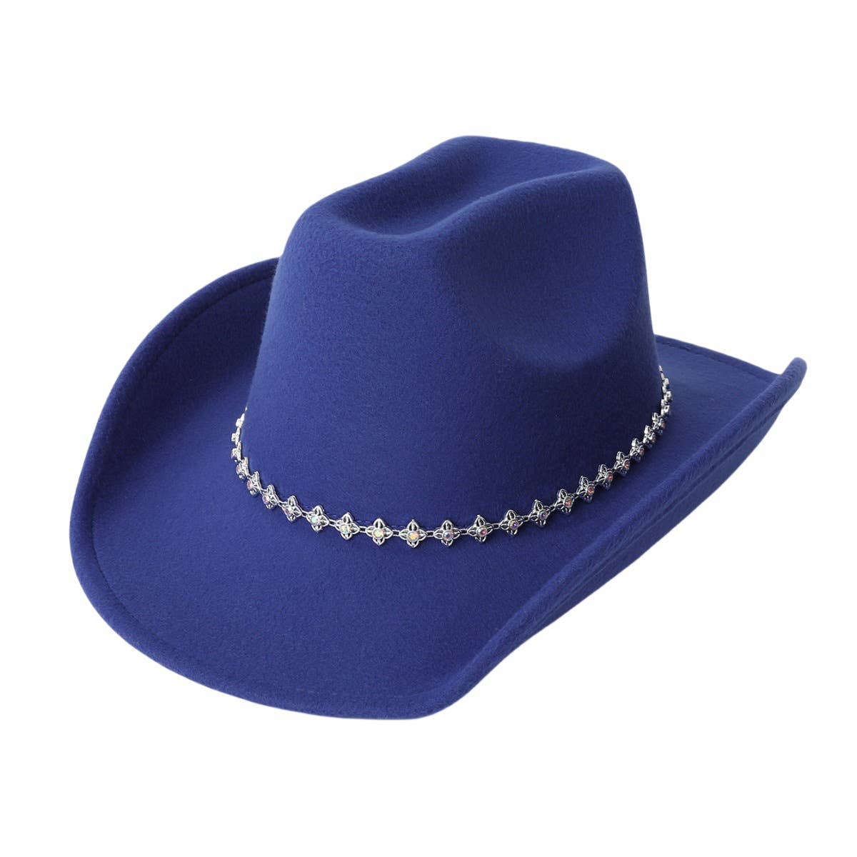 Rhinestone Western Felt Fedora Travel Cowboy Hat_CWAH3641