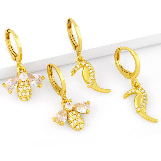 CUTE LITTLE BEE ZIRCON EARRINGS