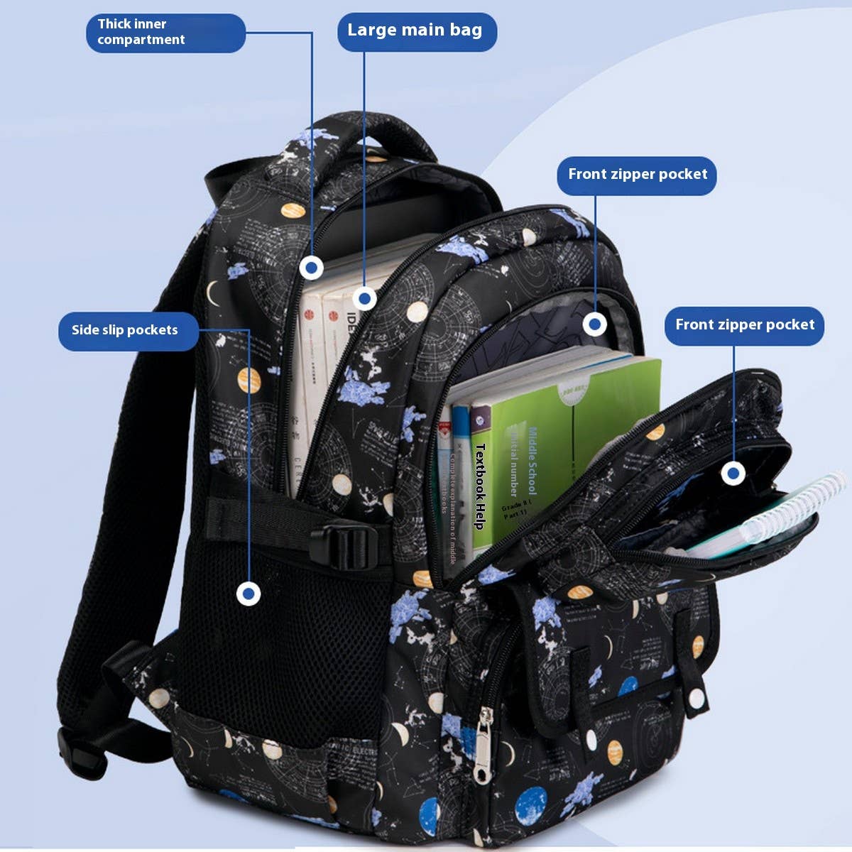 Backpacks for School, Space Print Lightweight Bag_CWAB5461