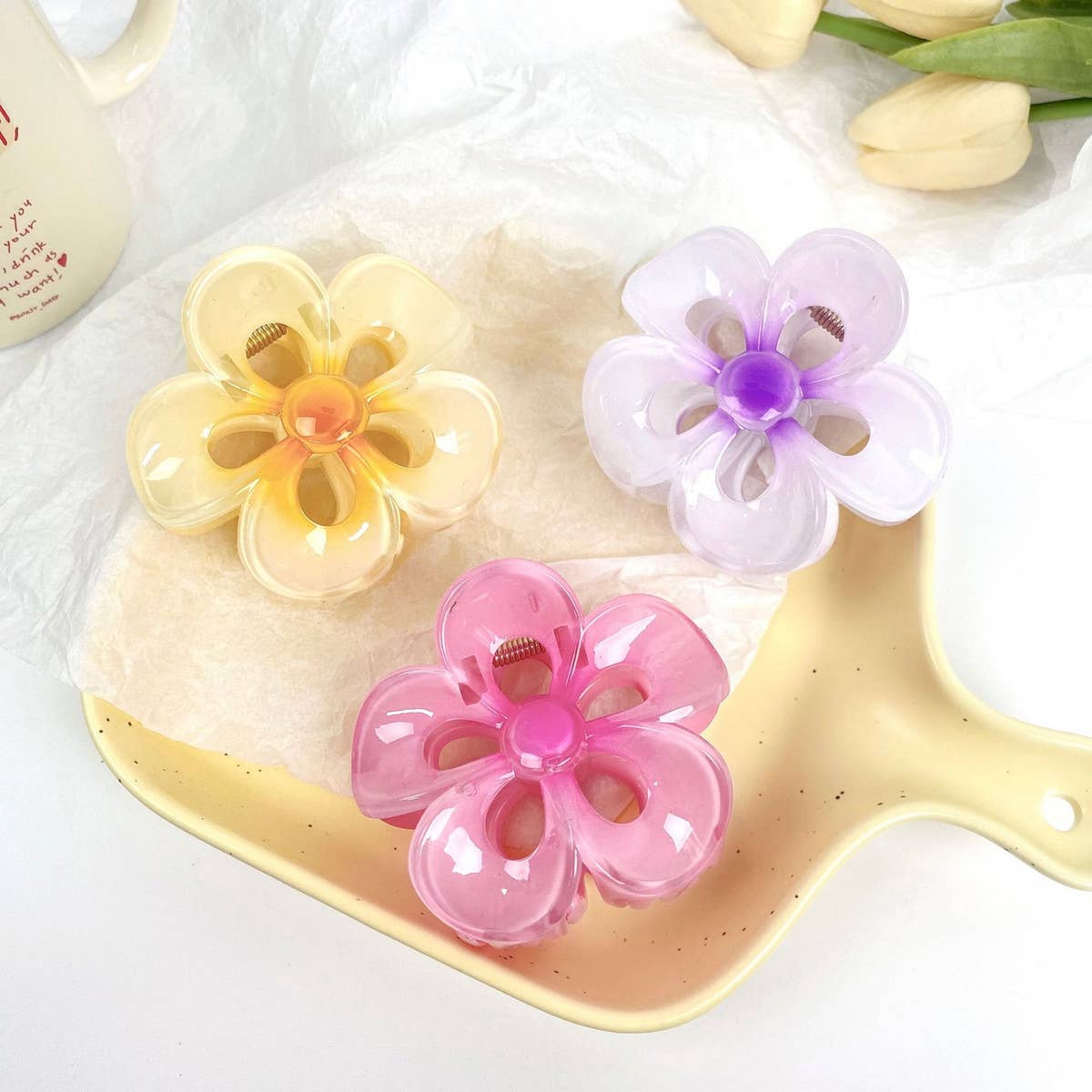 Colorful Plumeria Hair Claw - Sweet Floral Clip_CWAHA1010