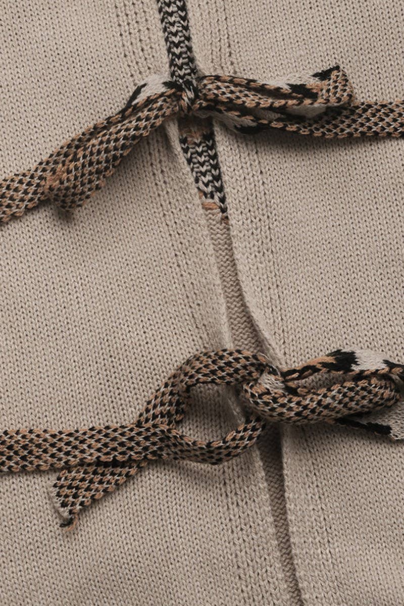 CWOCAL1995_SOLID COLOR LACE-UP BACK HEART V-NECK CARDIGAN