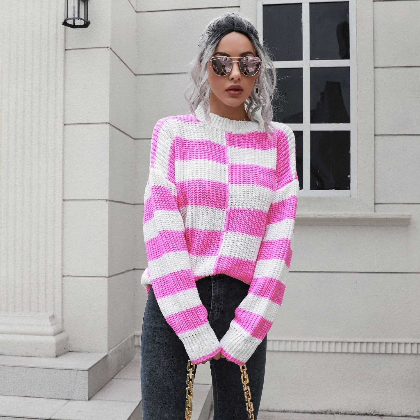 STRIPED SWEATER FALL AND WINTER LONG SLEEVES