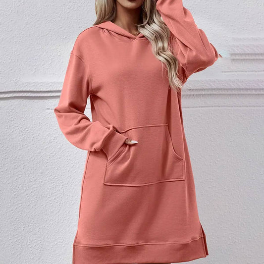 SPLIT LONG HOODIE DRESS_CWDSD2041
