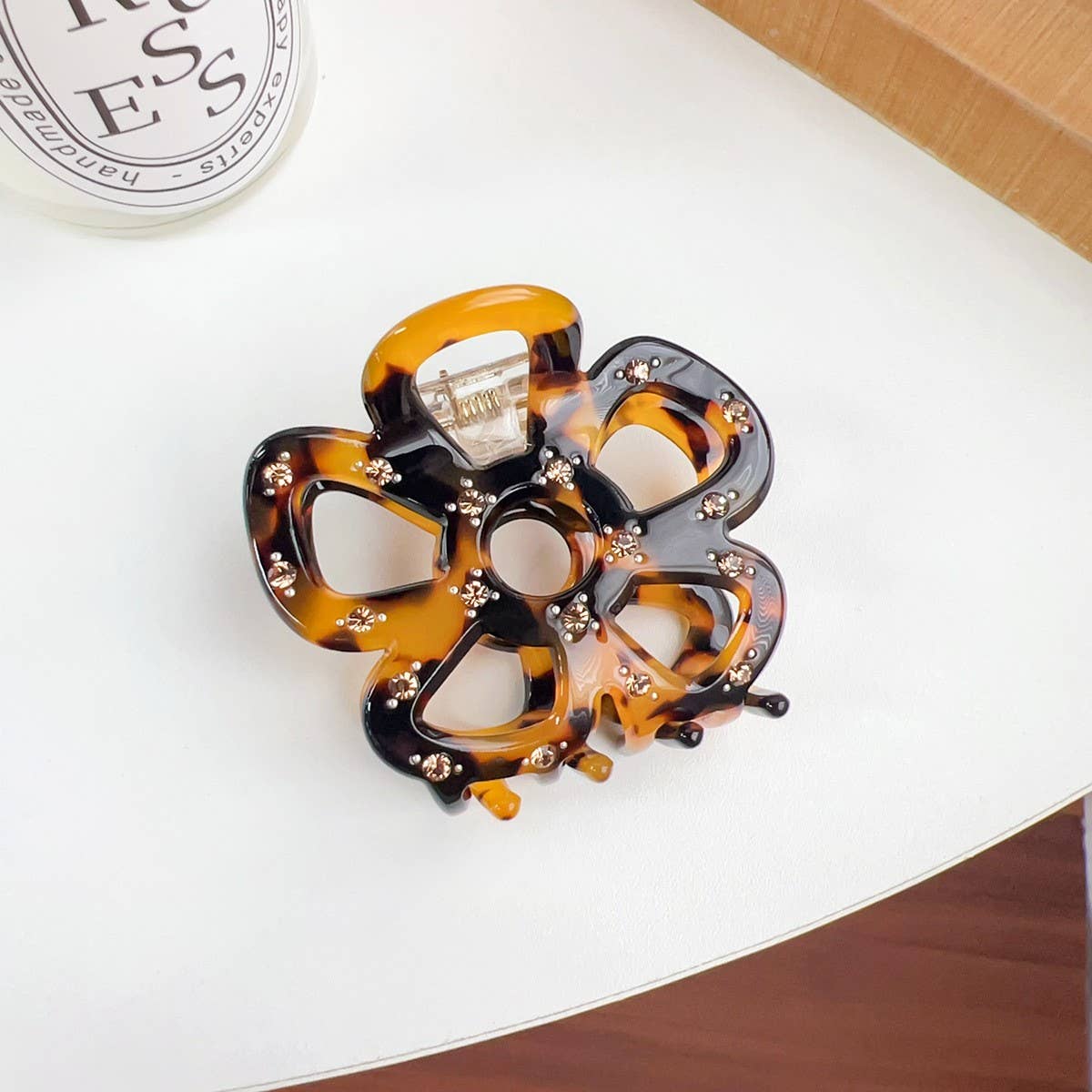 Hollow Flower Hair Claw, Rhinestone Chic Clip_CWAHA1590