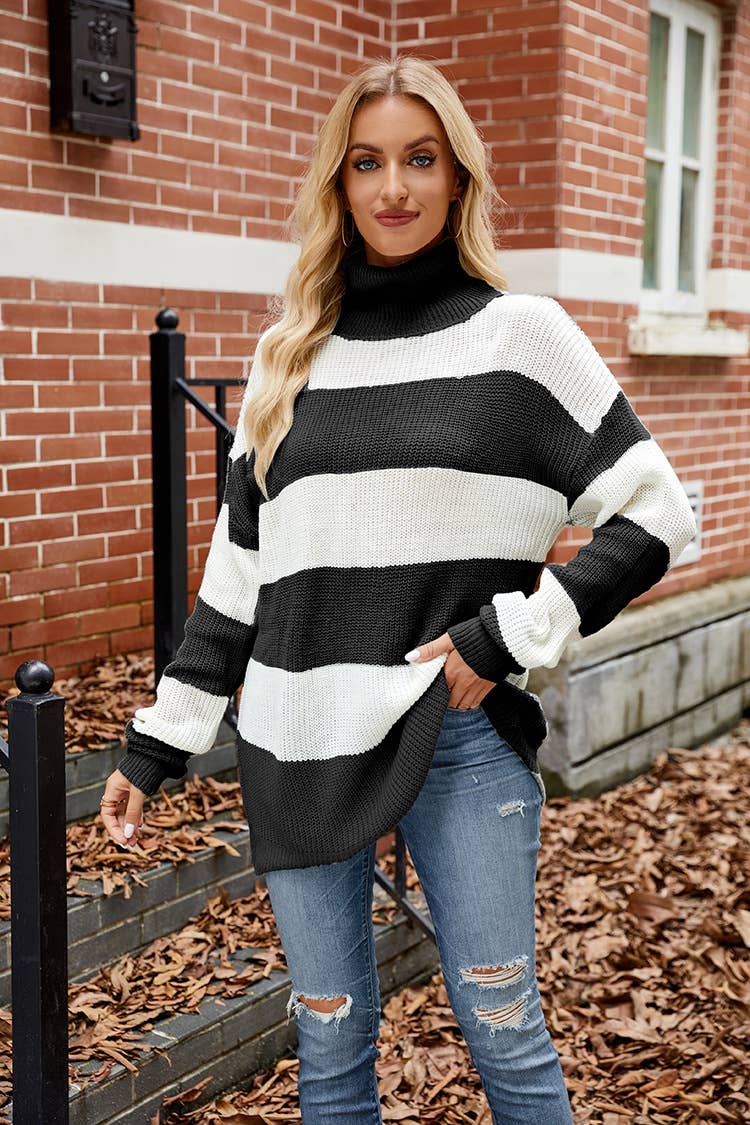 SLOUCHY CASUAL STRIPED SWEATER