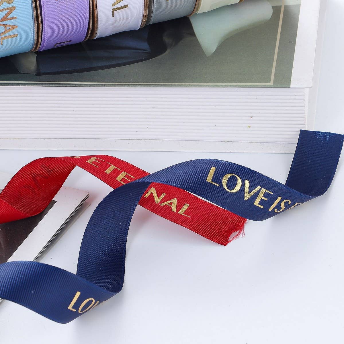 GOLD STAMPED THREADED RIBBON DIY BOW RIBBON