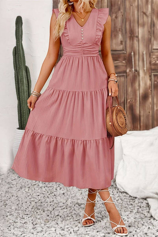 CWDMD5056_RUFFLED SLIM FIT SOLID COLOR LONG CAKE SKIRT