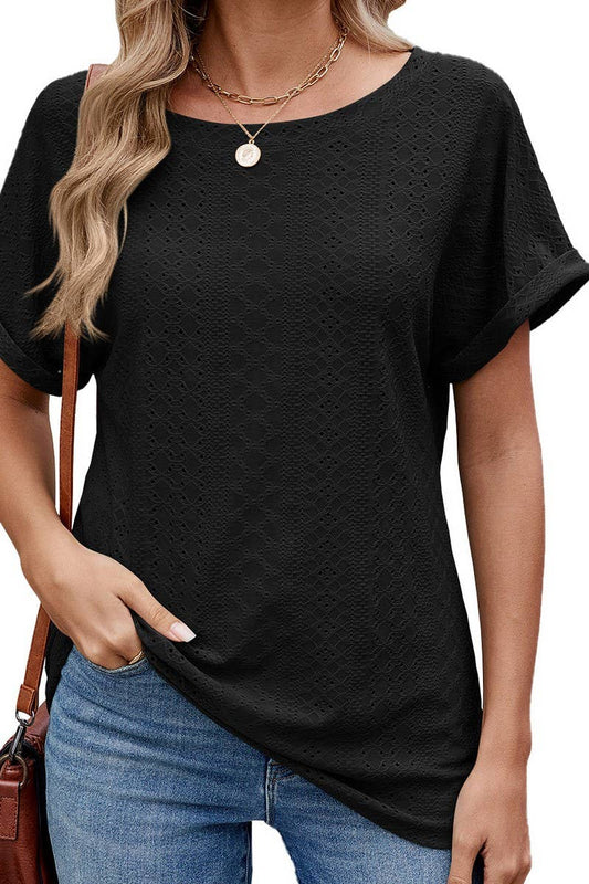 Cwtts1336_New Summer Solid Color Casual Short Sleeves