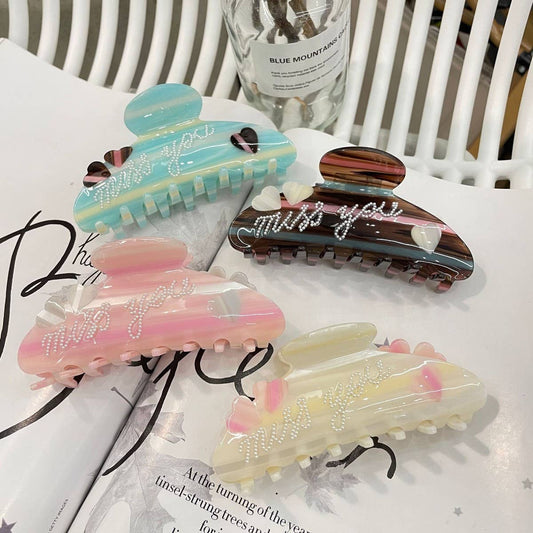 CWAHA1549_LOVE STRIPES MISS YOU PEARLS LARGE HAIR CLAW CLIP