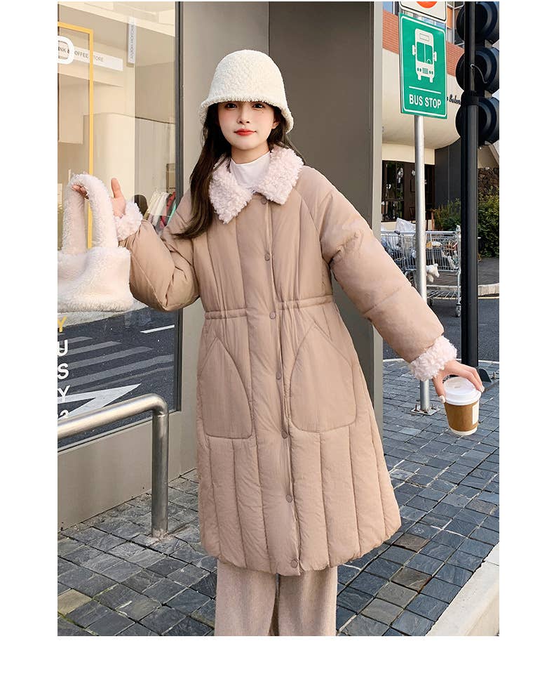 Long single breasted cotton-padded jacket