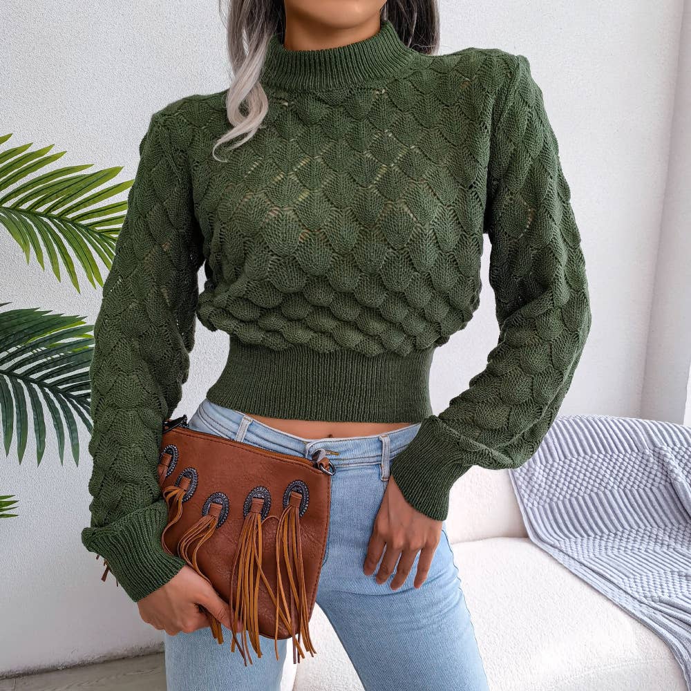 THREE-DIMENSIONAL HOLLOW NAVEL KNIT SWEATER