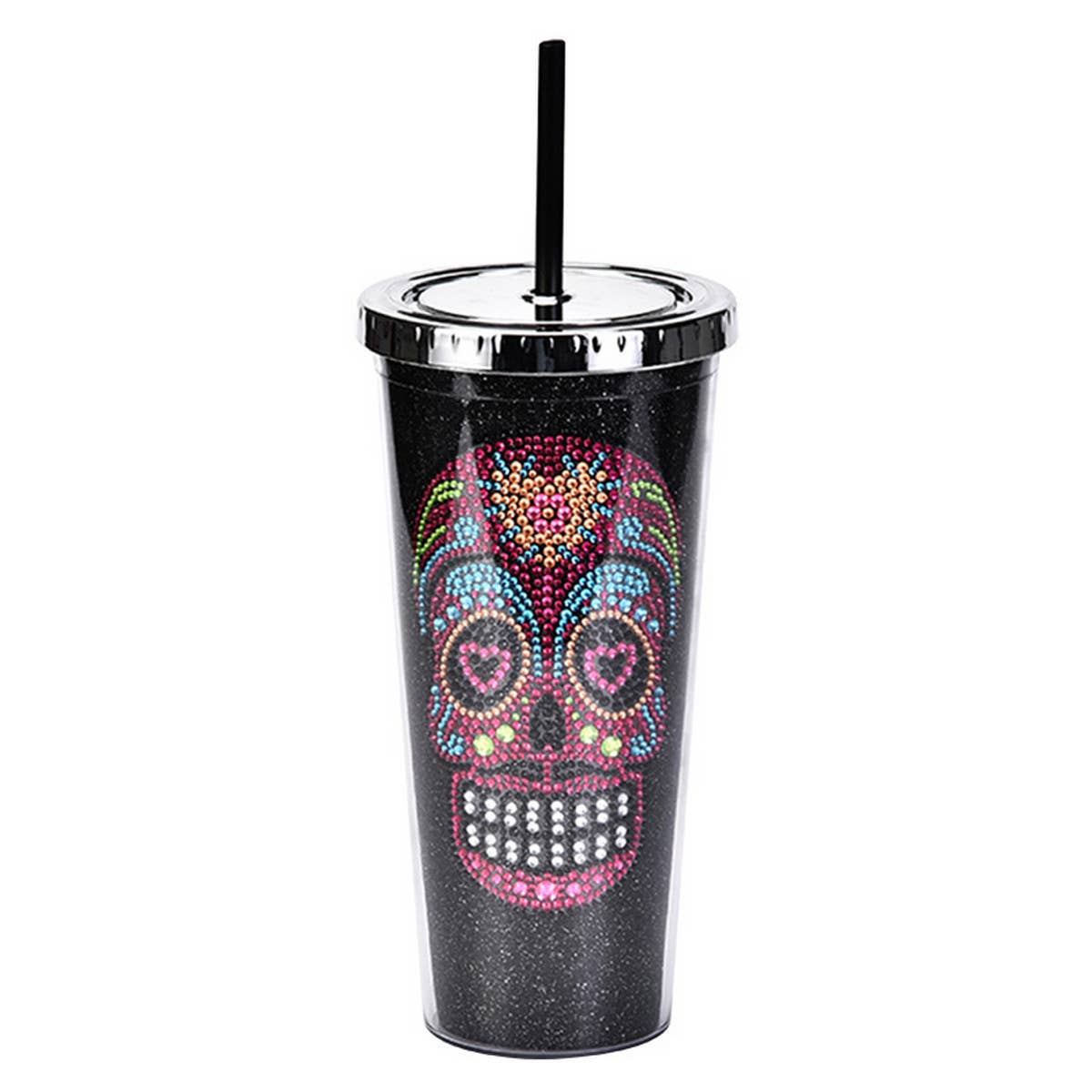 DOUBLE-LAYER STRAW SKULL WATER CUP