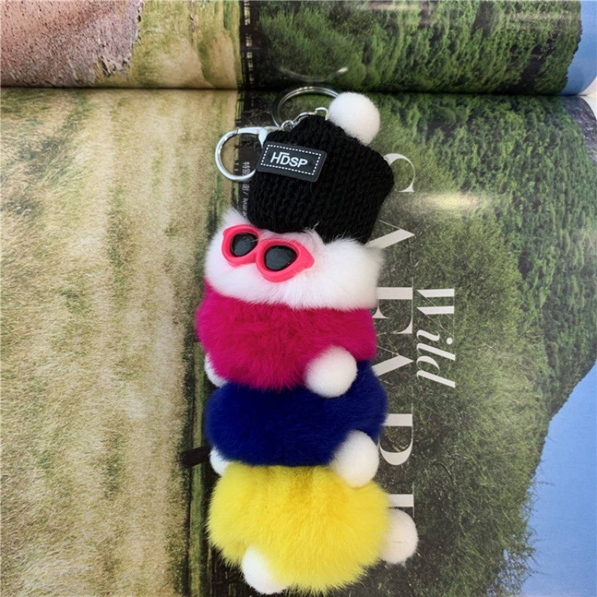 CATERPILLAR BAG PENDANT CUTE PLUSH CAR KEYCHAIN_CWMM2584