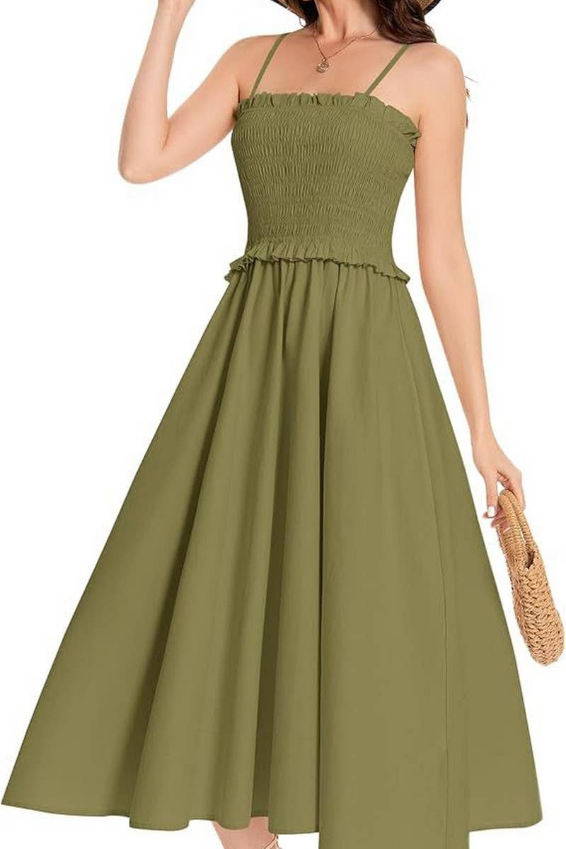CWDMD5855_SOLID SLIM FIT WAIST TIE STRAP MAXI DRESS