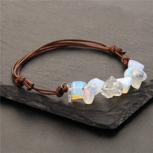 CWAJE3873_BOHEMIAN GRAVEL LEATHER CORD BRAIDED BRACELET