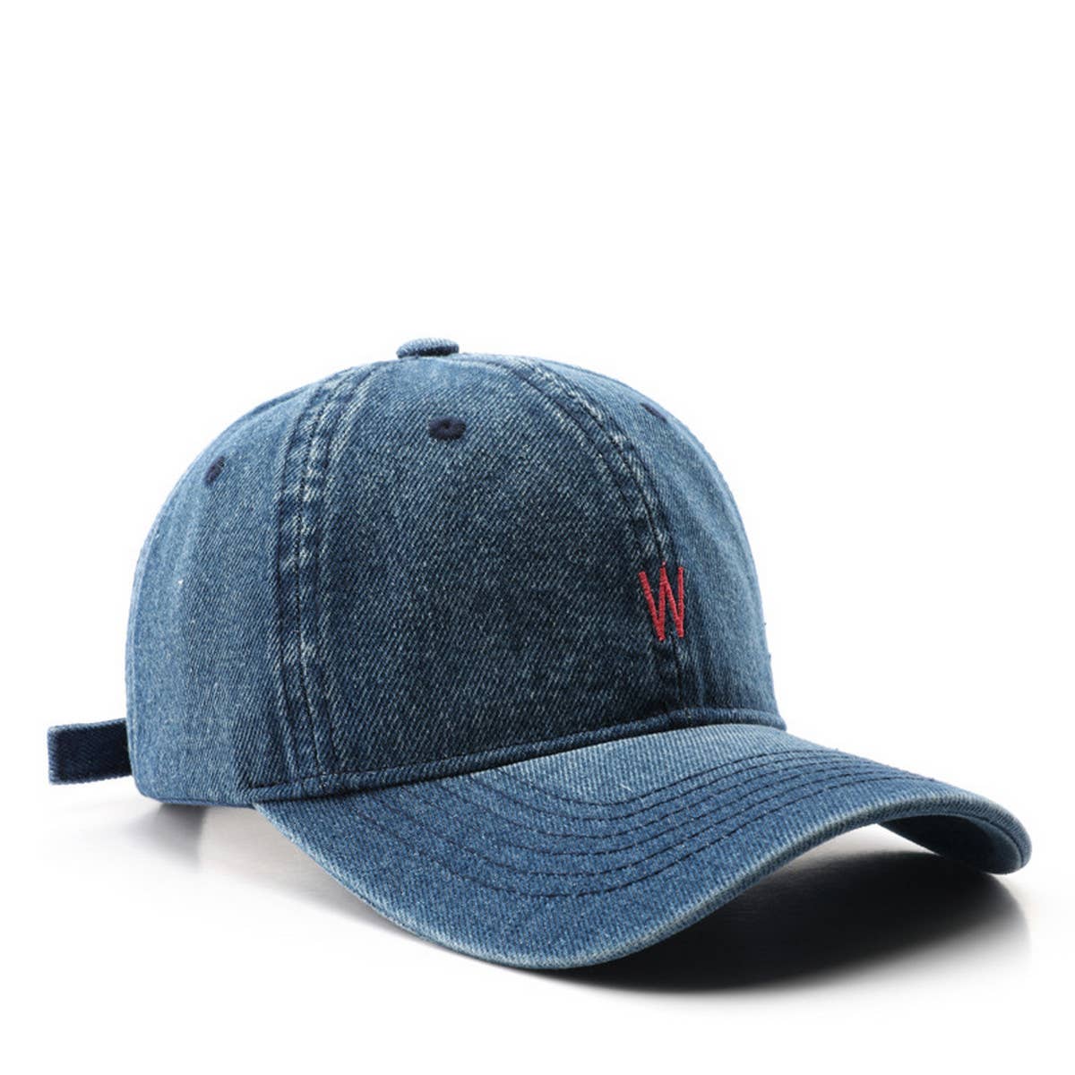 CWAH3213_VINTAGE DENIM LETTER EMBROIDERY BASEBALL CAP