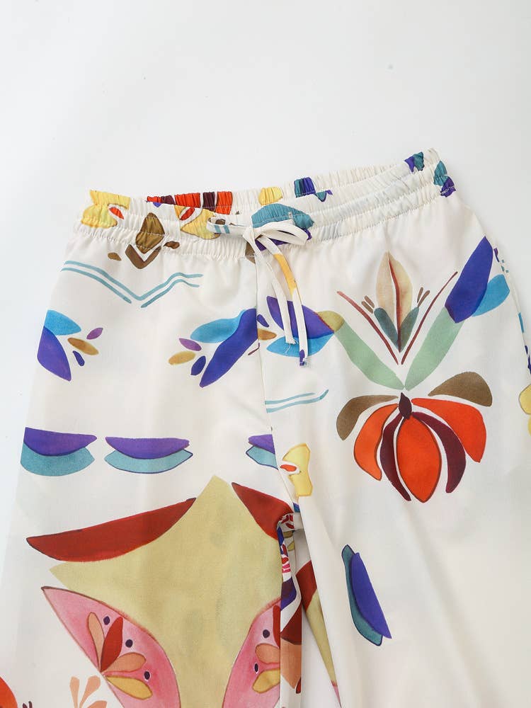 LONG-SLEEVED PRINTED POPLIN SHIRT AND PANTS SUIT