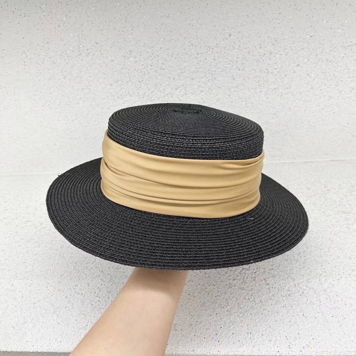 High-grade satin flat-top sun hat for women_CWAH3447