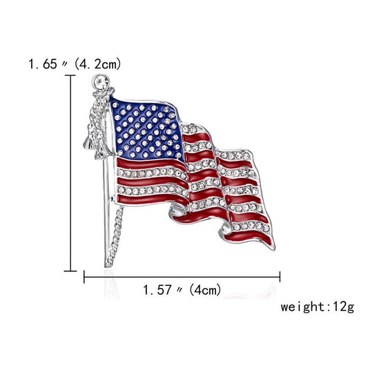 CWAJE2570_AMERICAN FLAG RHINESTONE PAINTING OIL BROOCH