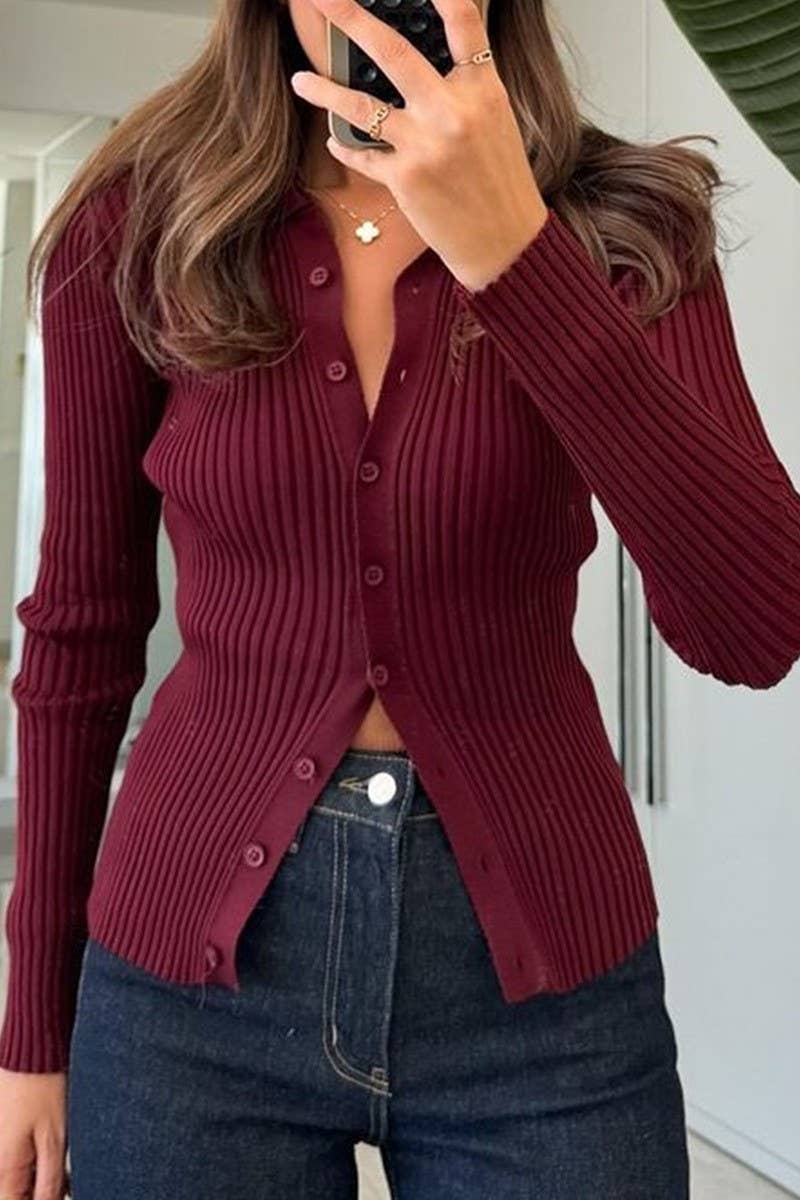 CWOSWL07485_CASUAL SIMPLE SOLID LONG SLEEVE KNIT SHIRT