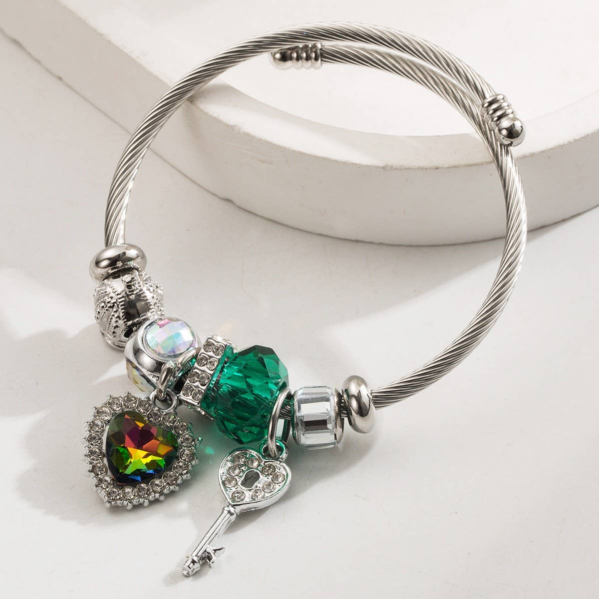 Trendy Elephant & Heart Steel Bracelet for Couples