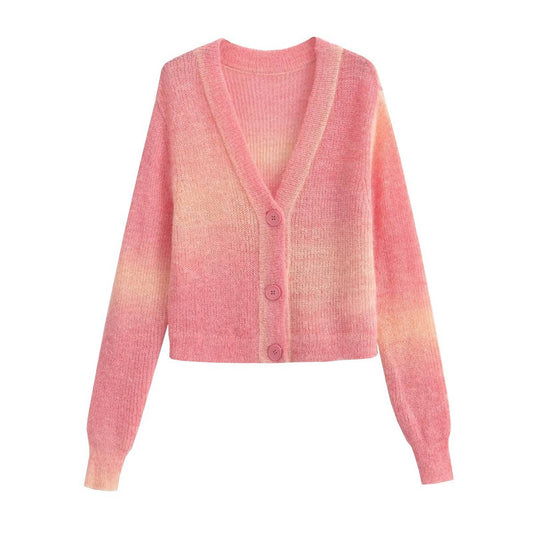 SINGLE BREASTED MULTICOLORED KNIT CARDIGAN