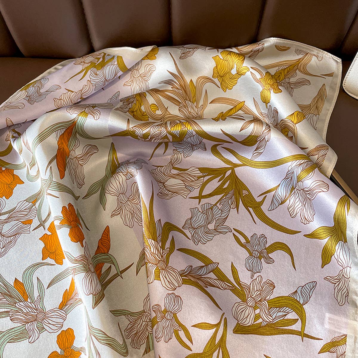 Silk Floral Square Scarf ? 53cm Neck Wrap