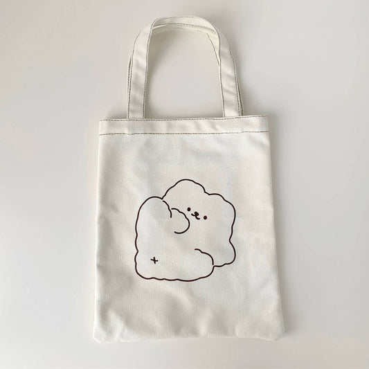 Cute little bear all-cotton canvas handbag