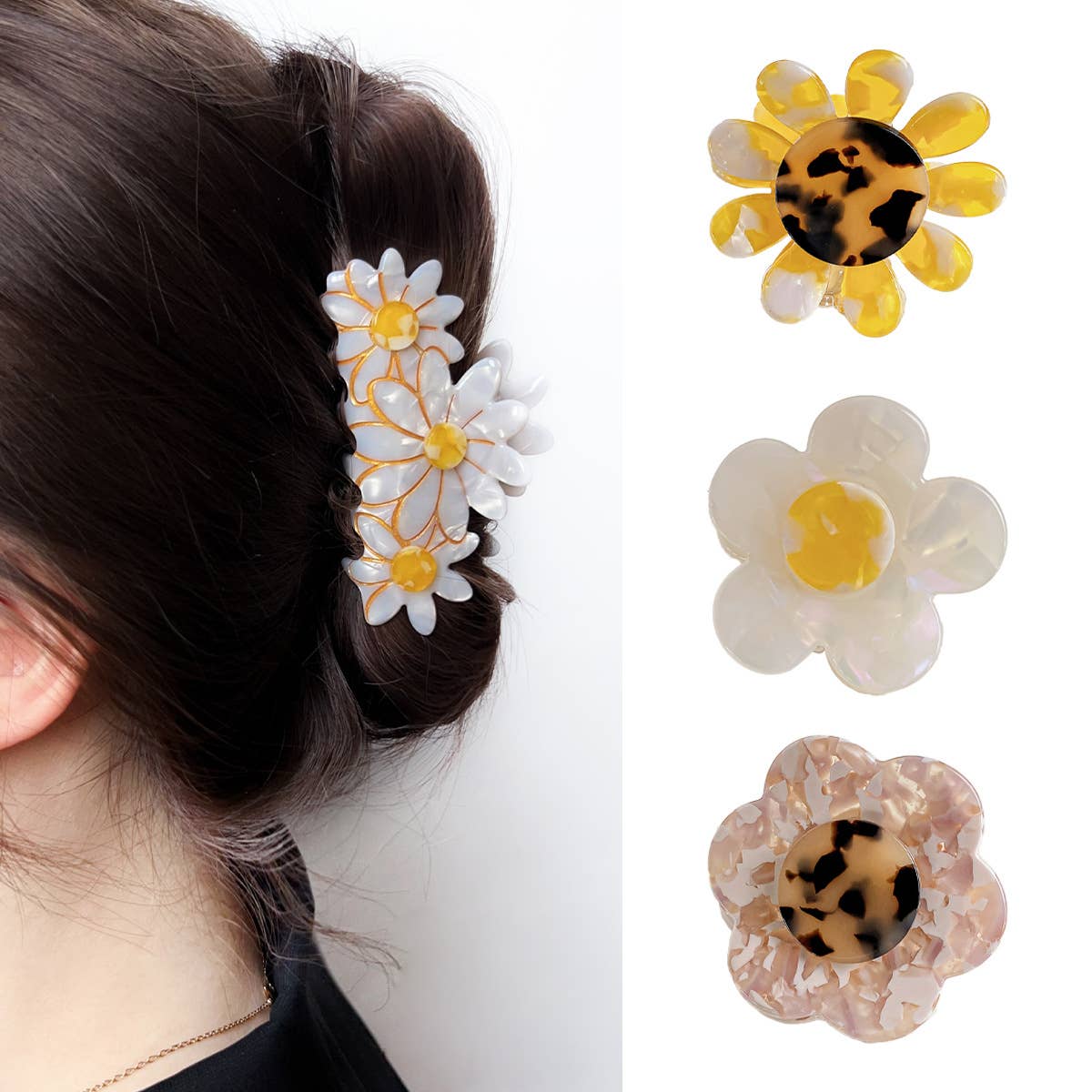 Floral grab clips of sweet and elegant hair clips