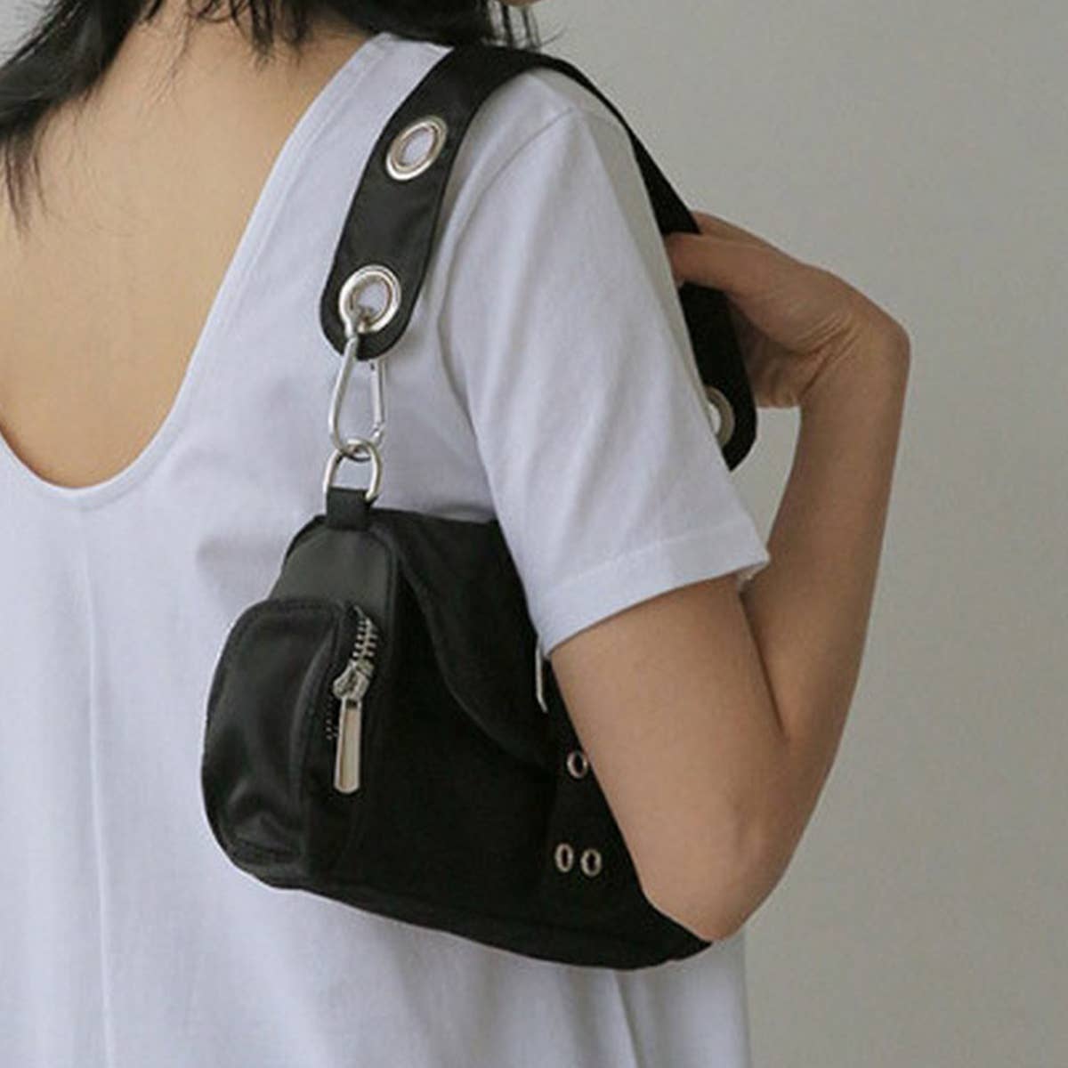 VINTAGE DOUBLE BUTTON SHOULDER BAG TOTE BAG_CWAB1390