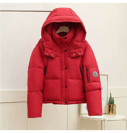 Standing collar and hat thick warm padded jacket