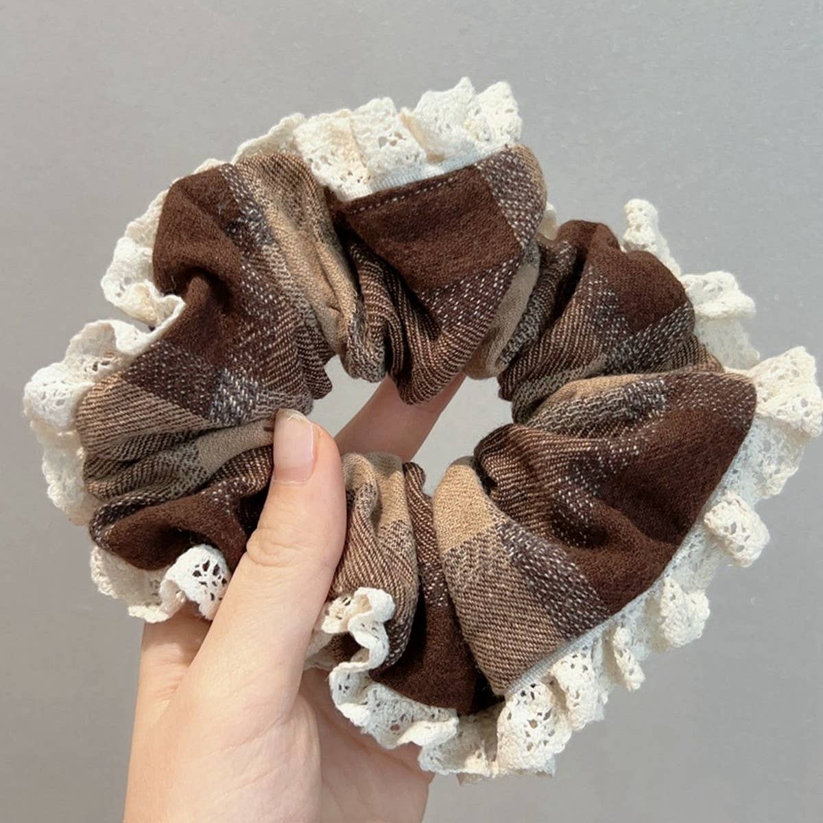 GENTLE RETRO PLAID LARGE COLO HAIR SCRUNCHIES