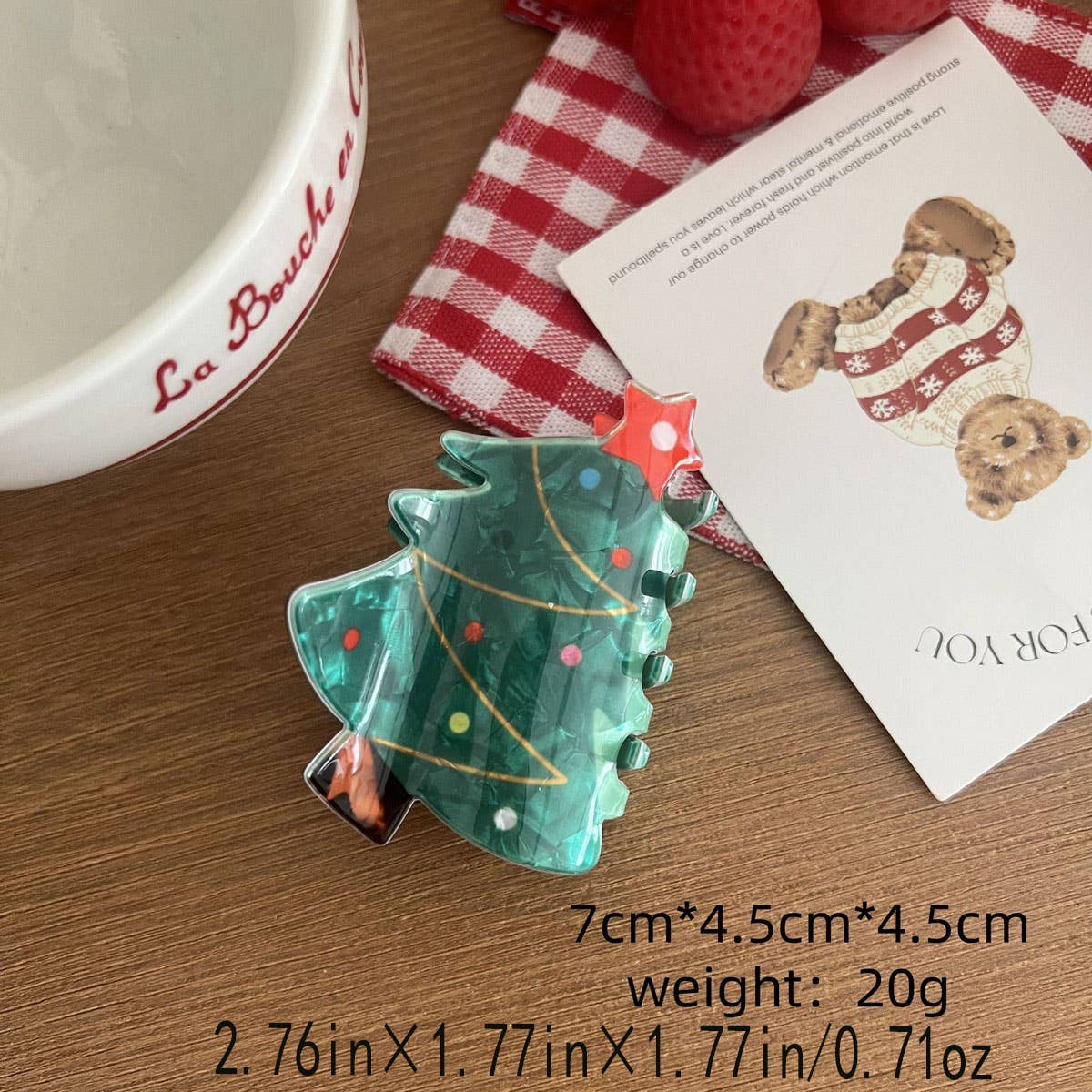 CWAHA07713_CHRISTMAS ACRYLIC CLAW HAIR CLIP FOR WOMEN