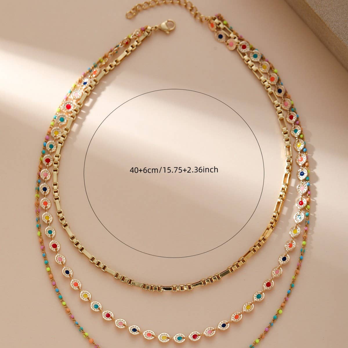 TITANIUM STEEL OIL DROP THREELAYER STACKINGNECKLACE