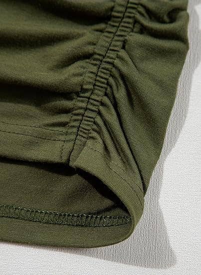 Stylish side pleated shoulder short sleeve shirt