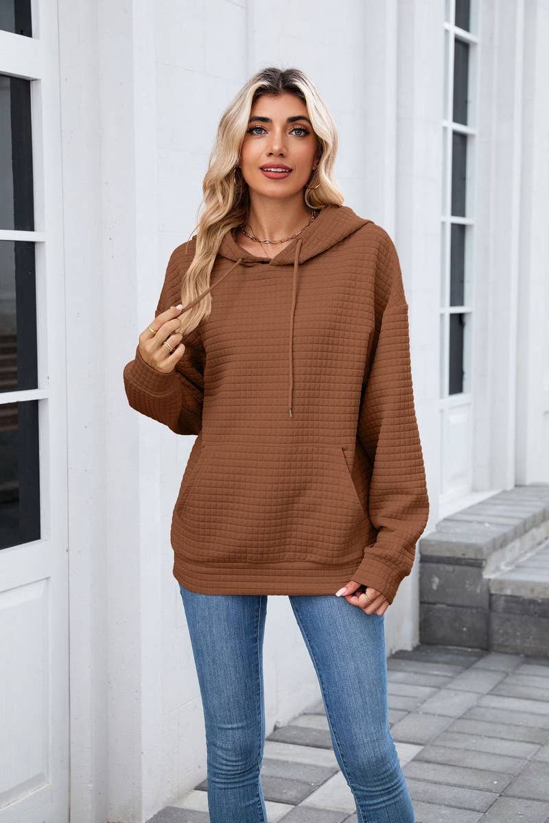 CWOHOL00659_CASUAL POCKET DRAWSTRING LONG SLEEVE HOODIE