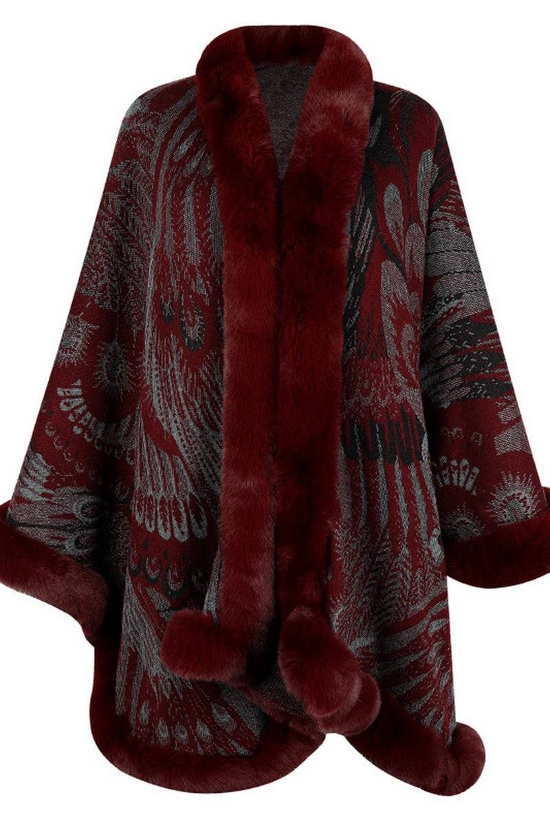 CWOCAL0870_PEACOCK FLOWER KNITTED CAPE THICKENED SHAWL