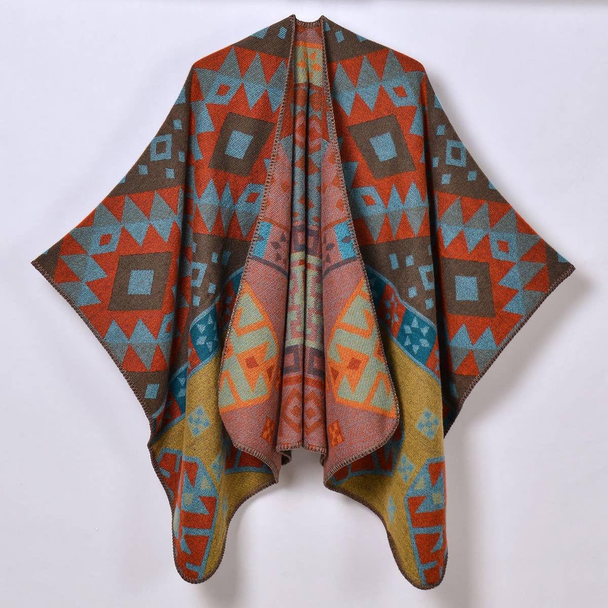 GEOMETRIC DIAMOND THICK WARM SHAWL