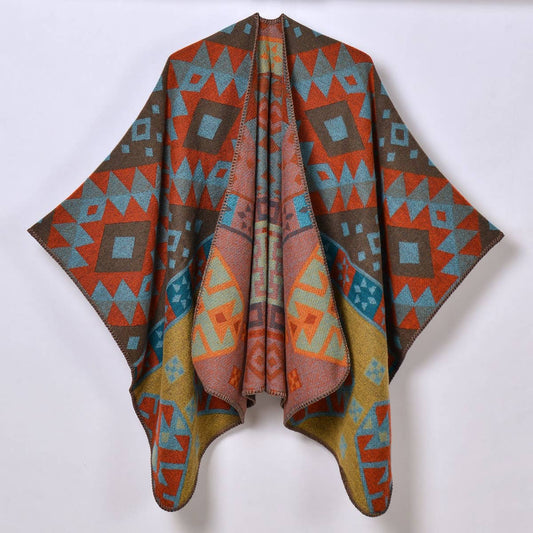GEOMETRIC DIAMOND THICK WARM SHAWL