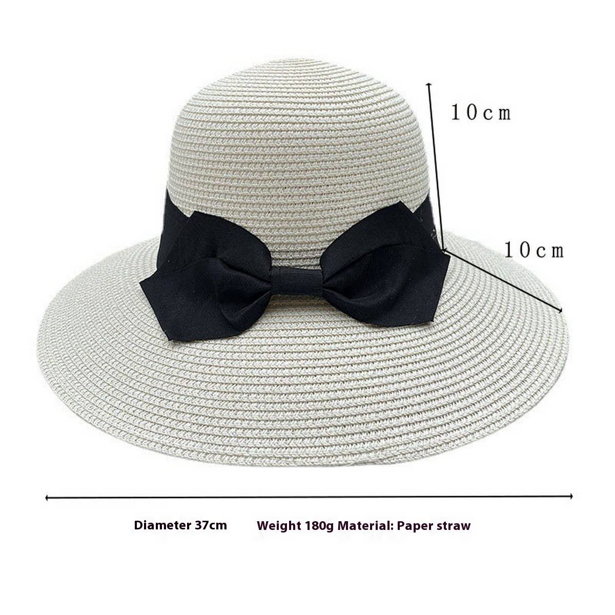 Summer Literary Bow Sunshade Straw Hat_CWAH3434