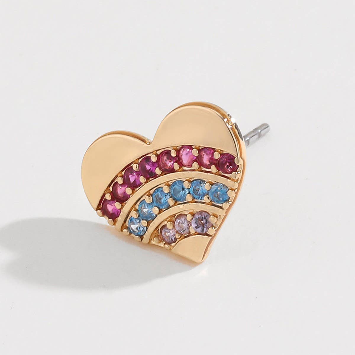 FASHION HEART COLOR DIAMOND NECKLACE EARRING SET_CWAJE2848