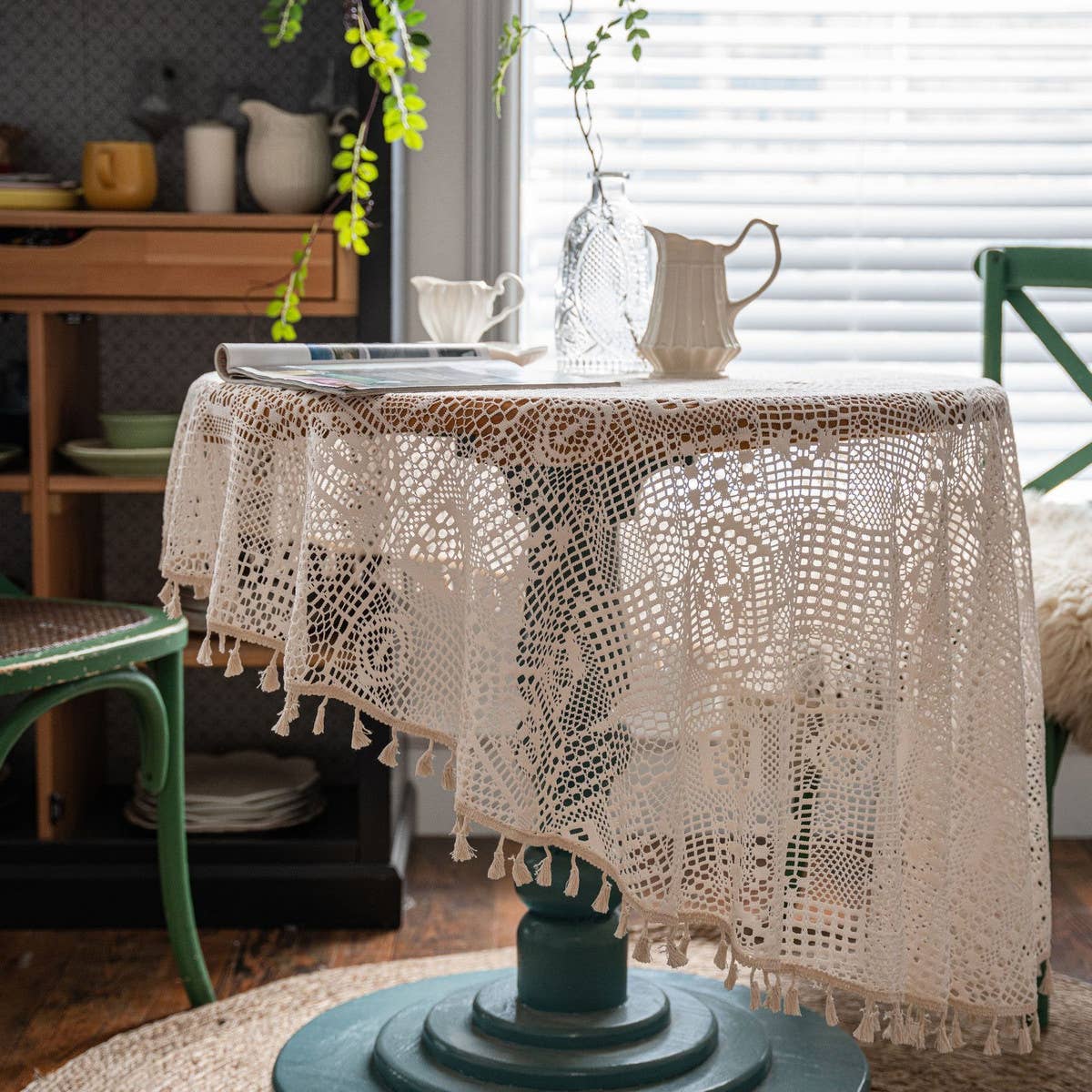 FOREST STYLE PASTORAL CROCHET COVER DINING TABLE