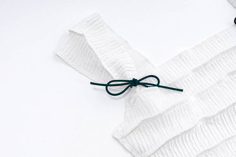 Striped Square Neck Ruched Sleeveless Crop Top